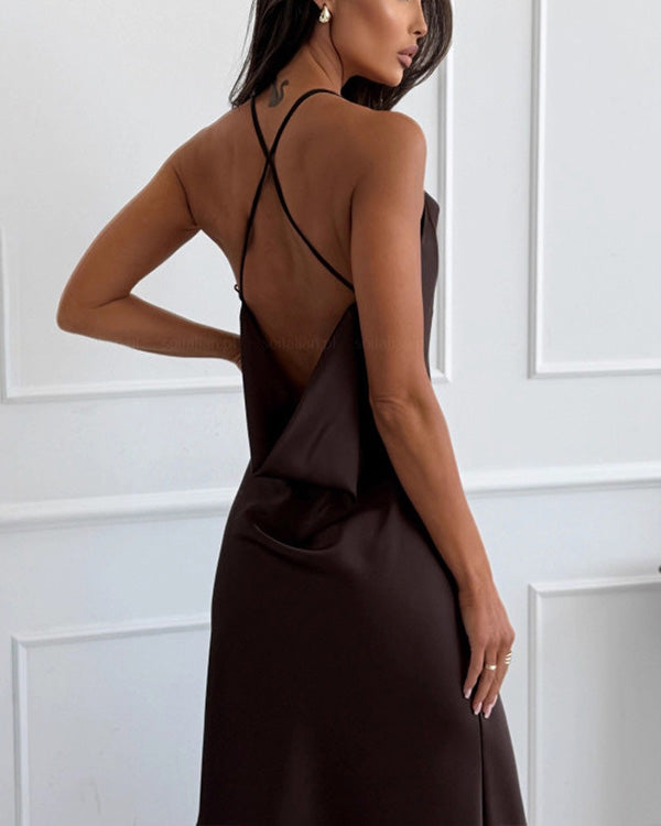 Slip-Satin-Patchwork-Spitzenkleid