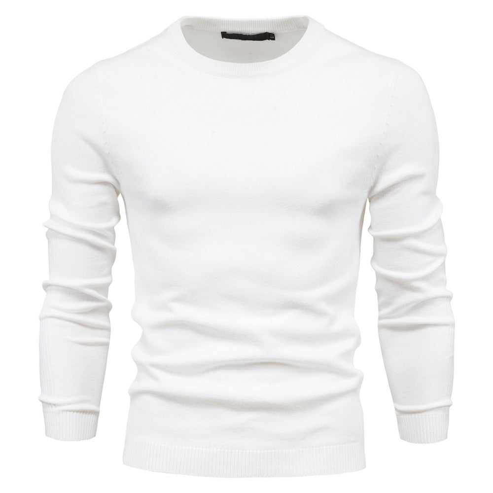 Herren Pullover Einfarbig Warm Schmal Rundhals-Pullover