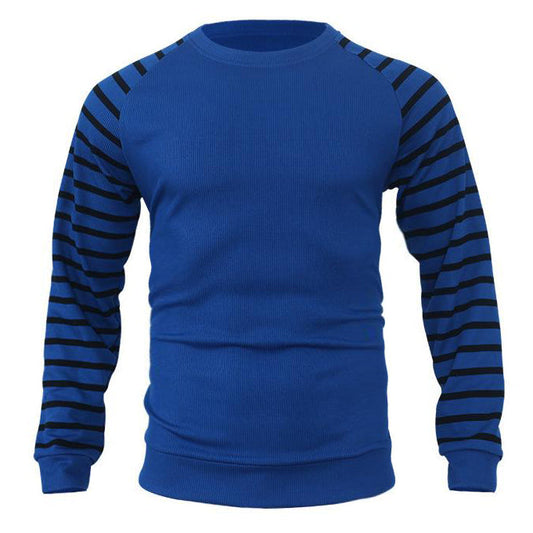 Herren Waffelmuster Patchwork Pullover Raglanärmel Sweatshirt