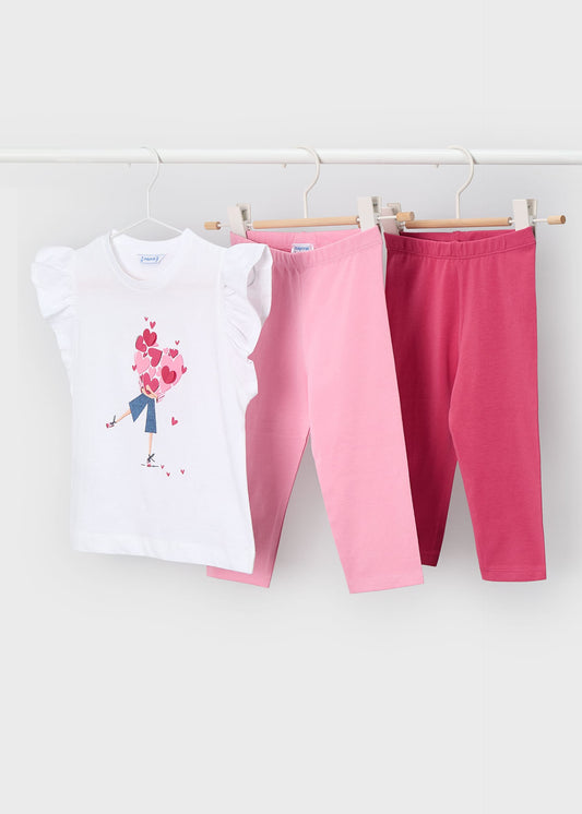 3-teiliges Leggings-Set mit Herzmuster für Mädchen