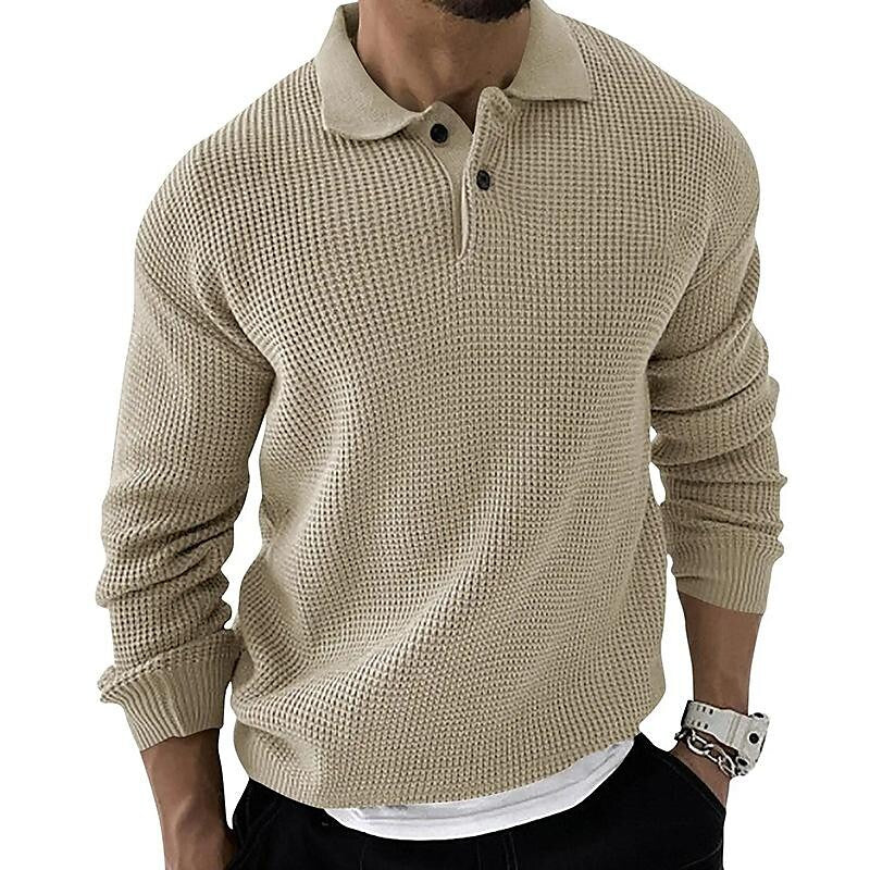 Herren-Strickjacke mit Revers und Waffelstruktur