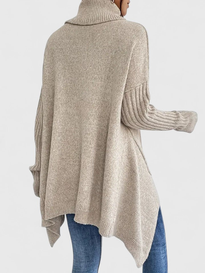Lässiger Grobstrickpullover mit Rollkragen und überschnittenen Schultern
