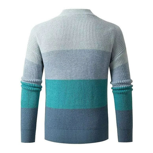 Herren Pullover mit Rundhalsausschnitt im Trendfarbblock-Zopfmuster
