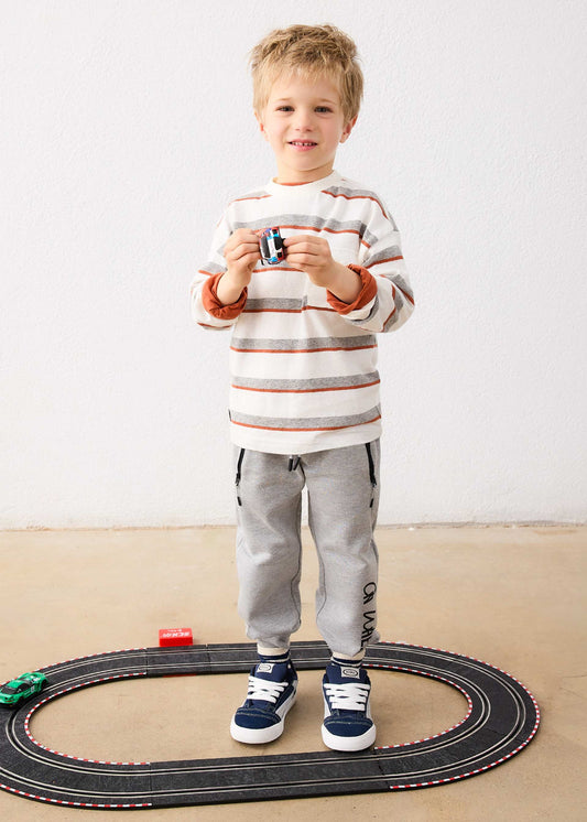 Boys' striped T-shirt with pocket