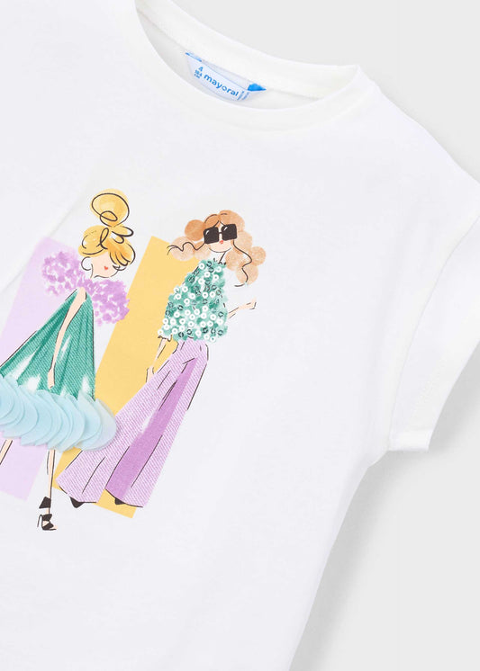 Mädchen-T-Shirt mit Puppen-Aufdruck