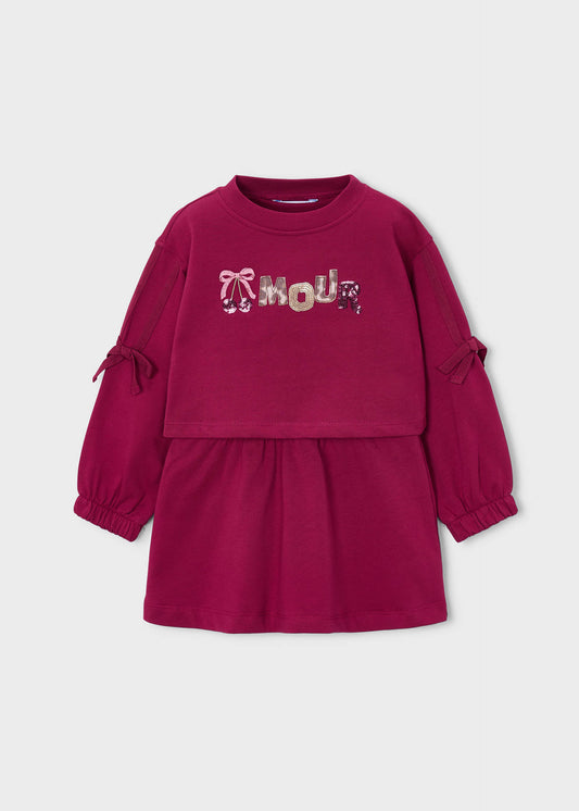 Embroidered fleece dress for girls