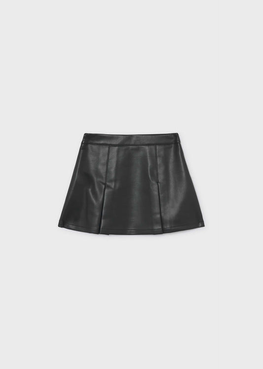 Girl faux leather skirt with pockets