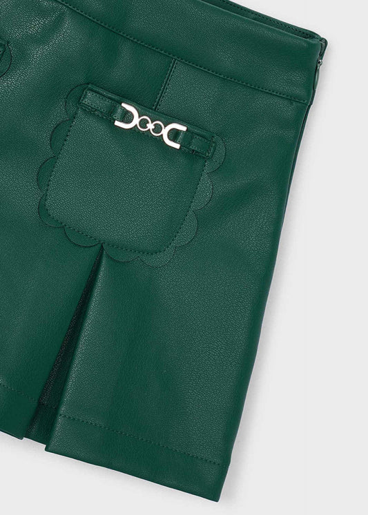 Girl faux leather skirt with pockets