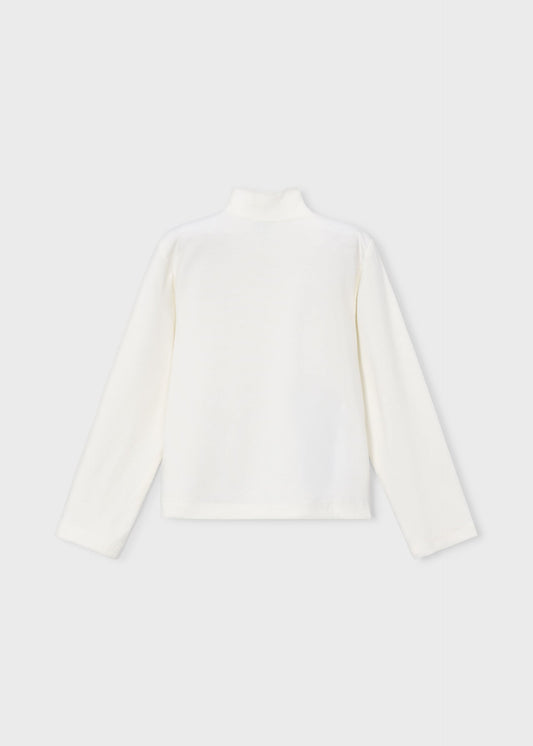 T-Shirt mit Mädchen-Print und Stehkragen