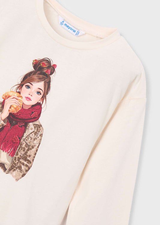 Mädchen-T-Shirt mit Schal