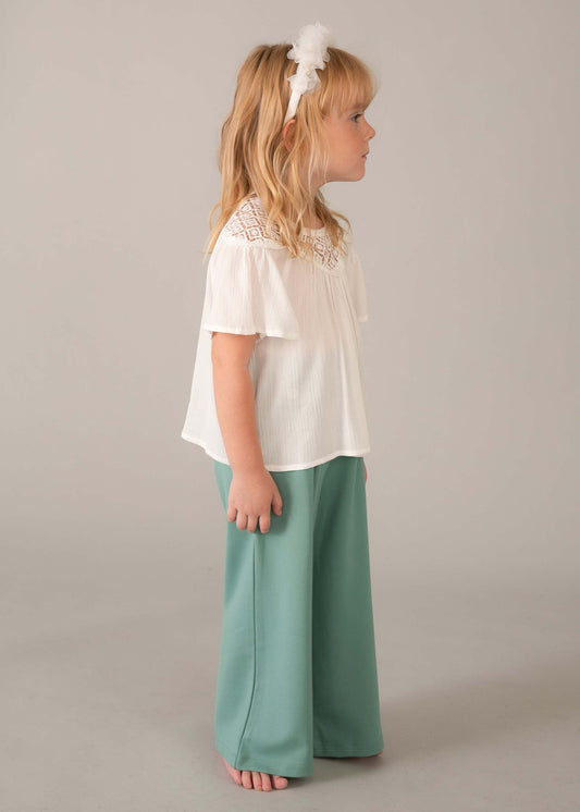Girls' guipure lace blouse