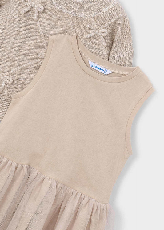Girls' knitted dress with bows