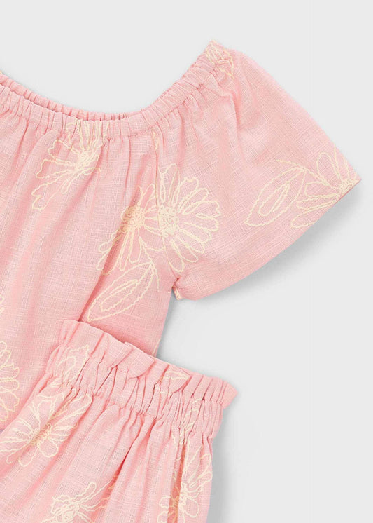 Girl's linen skirt and T-shirt set