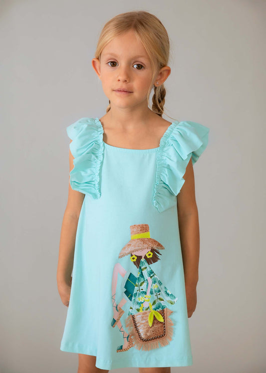 Girl's ruffled knit dress