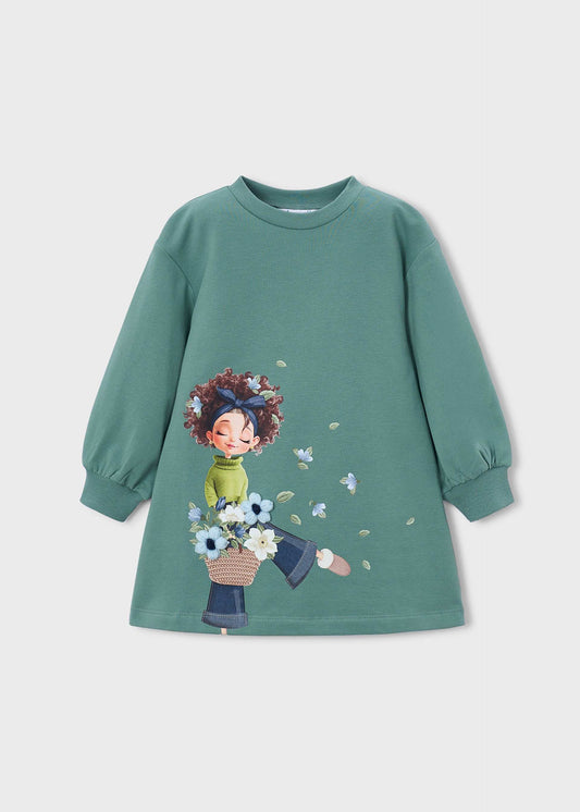 Girls' screen-printed sweatshirt dress
