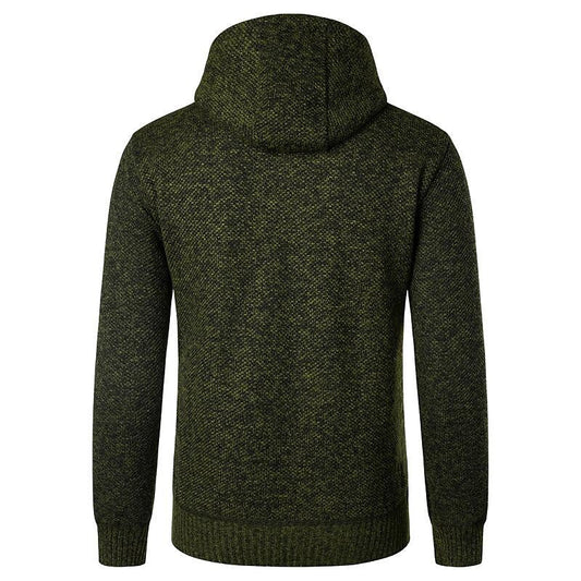 Men's Fleece Padded Patchwork Zipper Hooded Cardigan