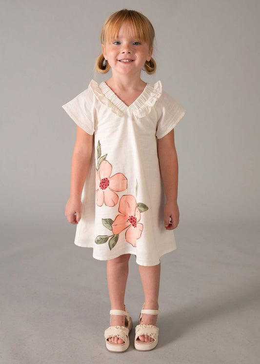 Linen floral dress for girls