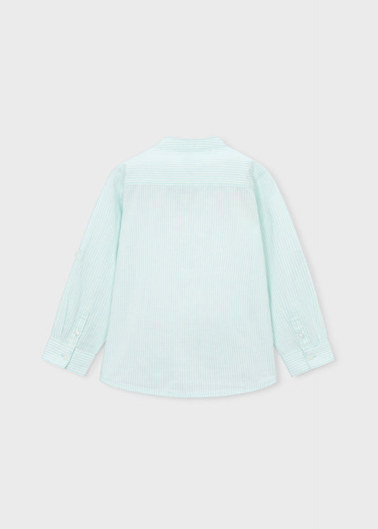 Long-sleeved striped shirt with mandarin collar for children