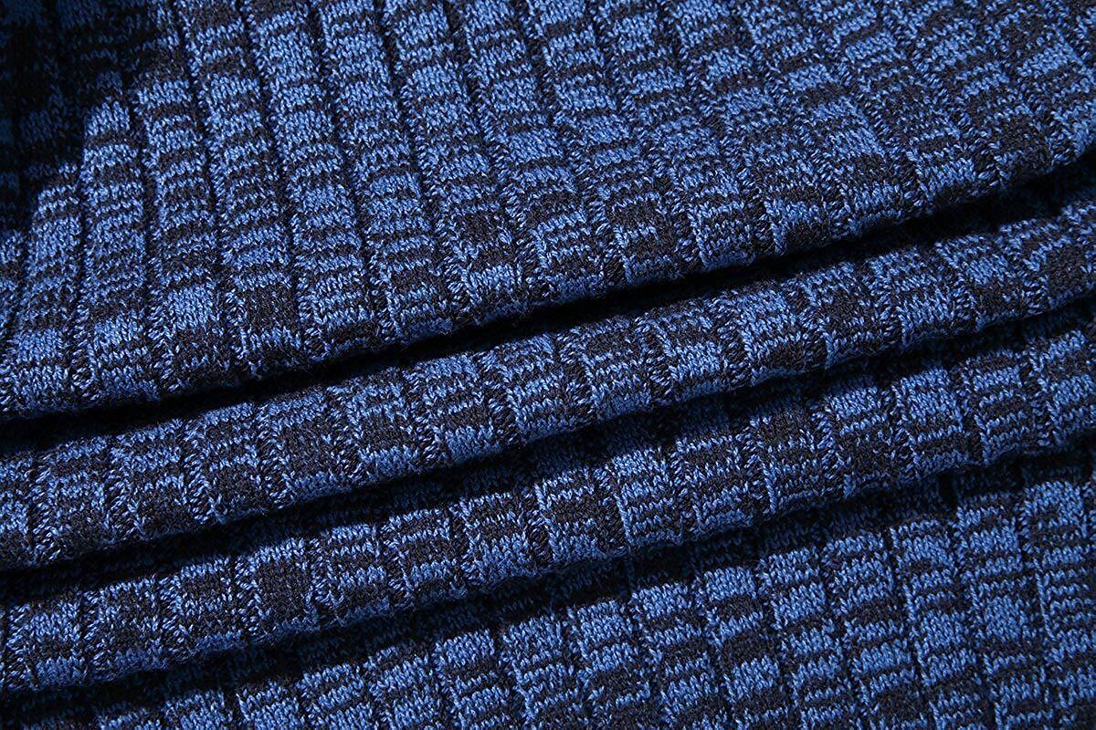 Herren Melange Stehkragen Slim Fit Reißverschluss-Pullover