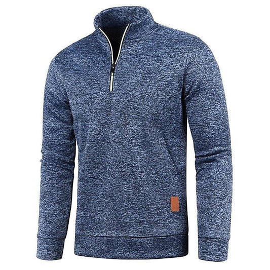 Herren Stehkragen Half Zip Langarm Dünner Fleece Pullover
