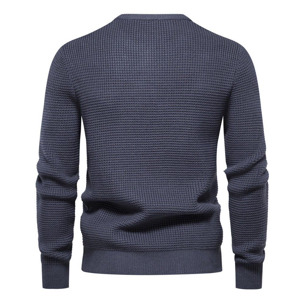 Herren lässiger warmer Pullover mit Rundhalsausschnitt und leichtem Stretch-Anteil
