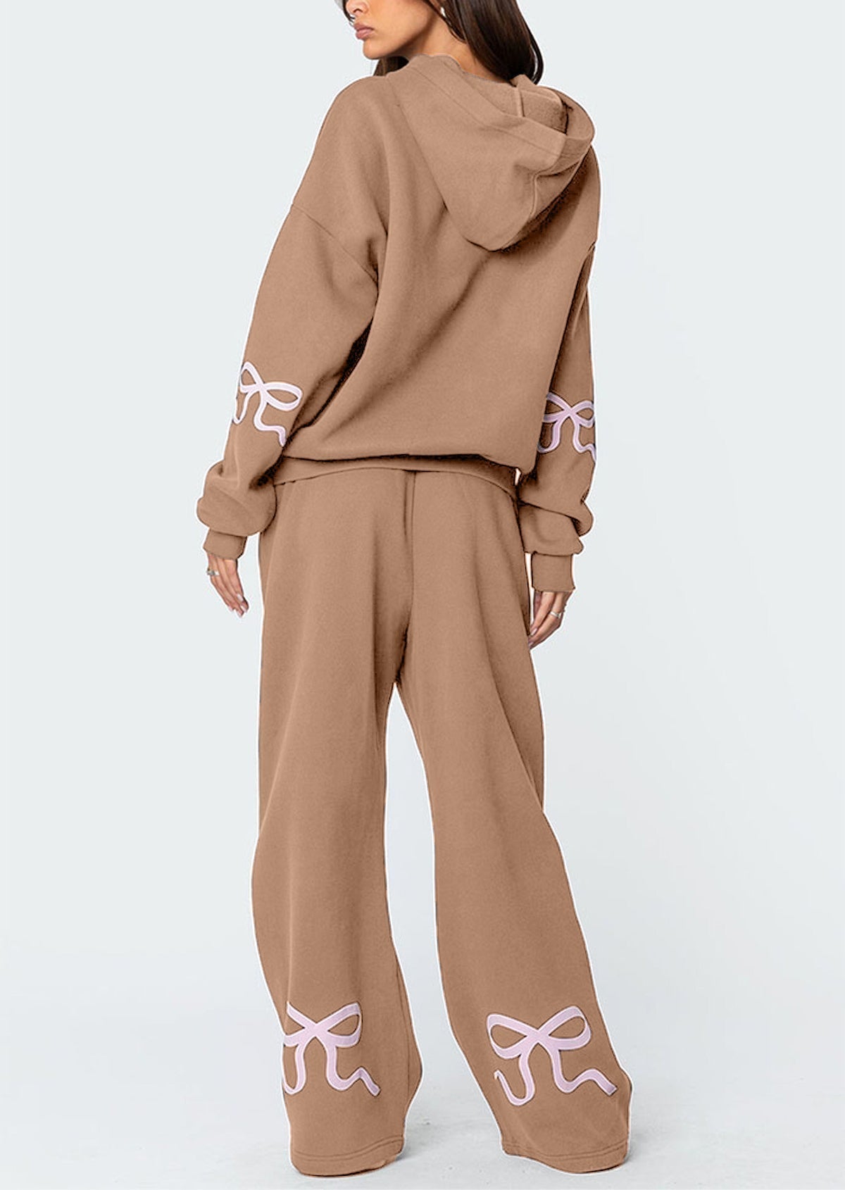 Weihnachtsverkauf 50 % RABATT – Damen-Sweatset mit Kapuzenpullover und Schleifendetail