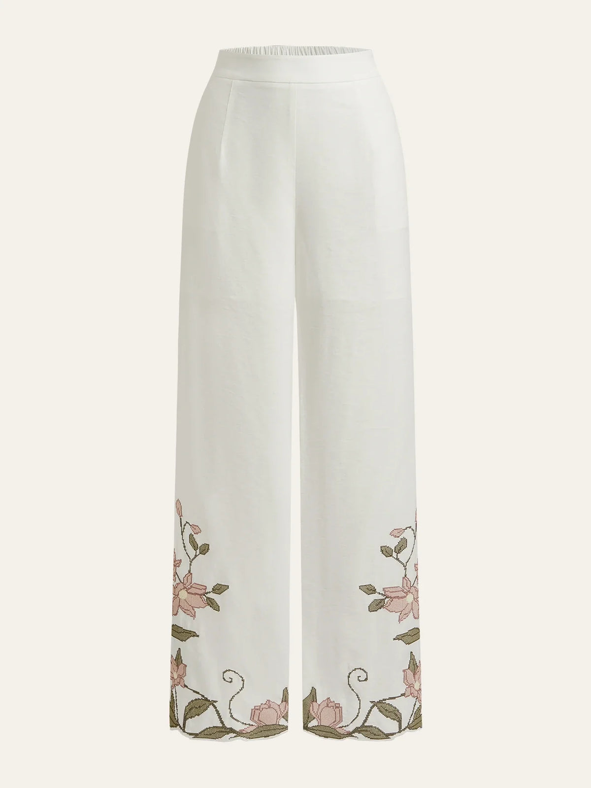 Elegante, locker sitzende Damenhose in Weiß