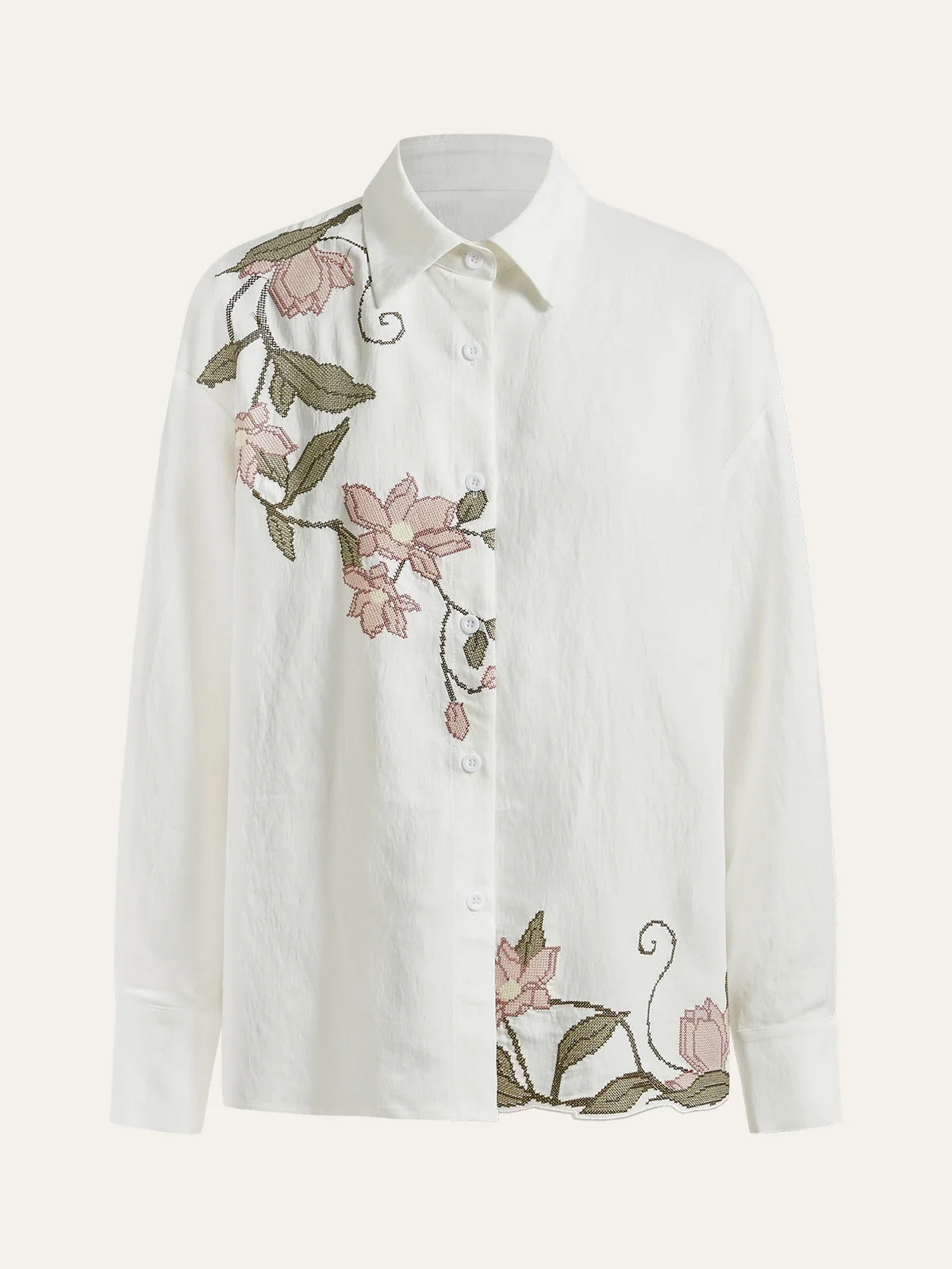 Elegante, bestickte Langarm-Bluse für Damen
