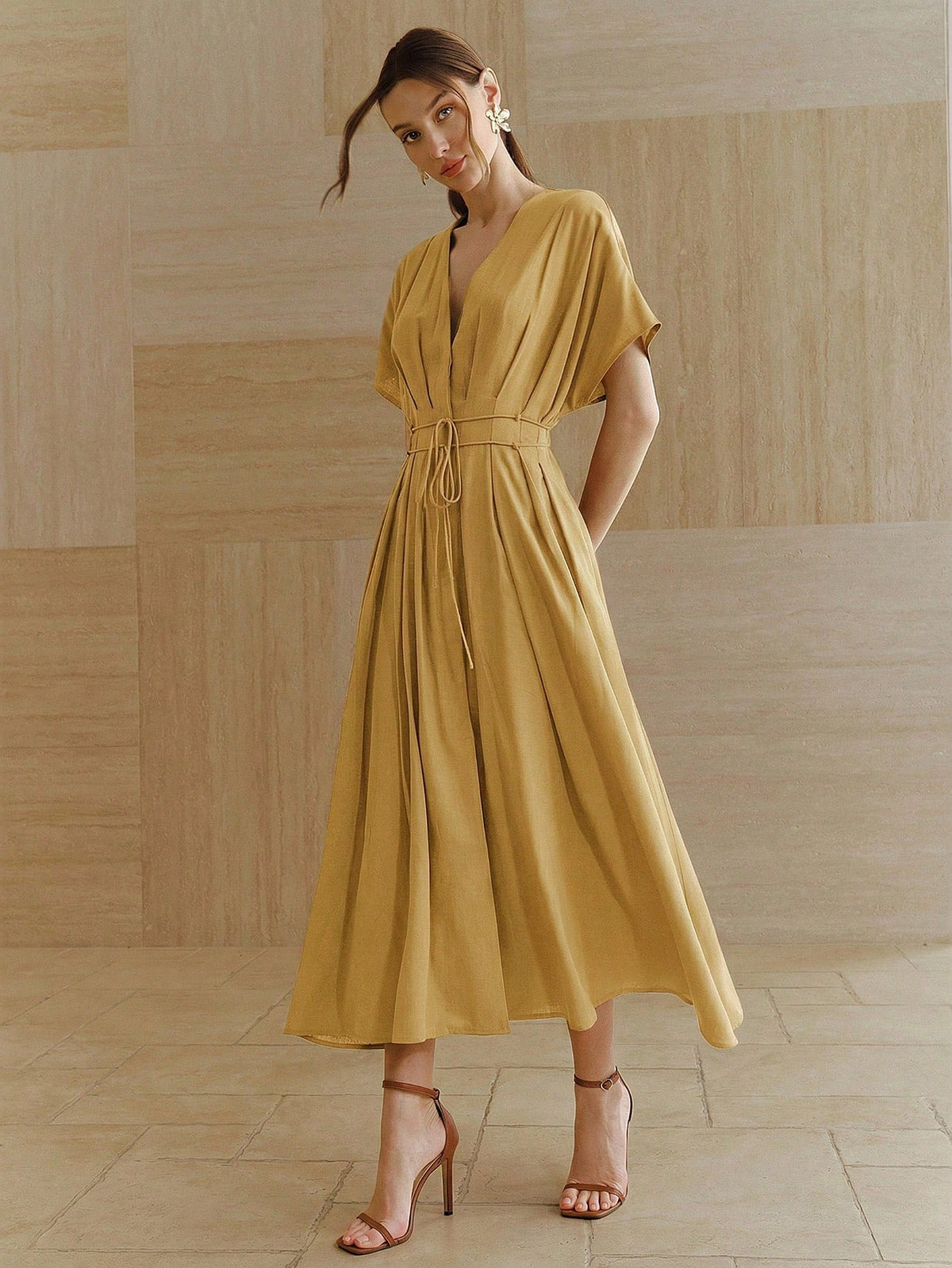 Women's New French Elegant Deep V-Neck  Dress