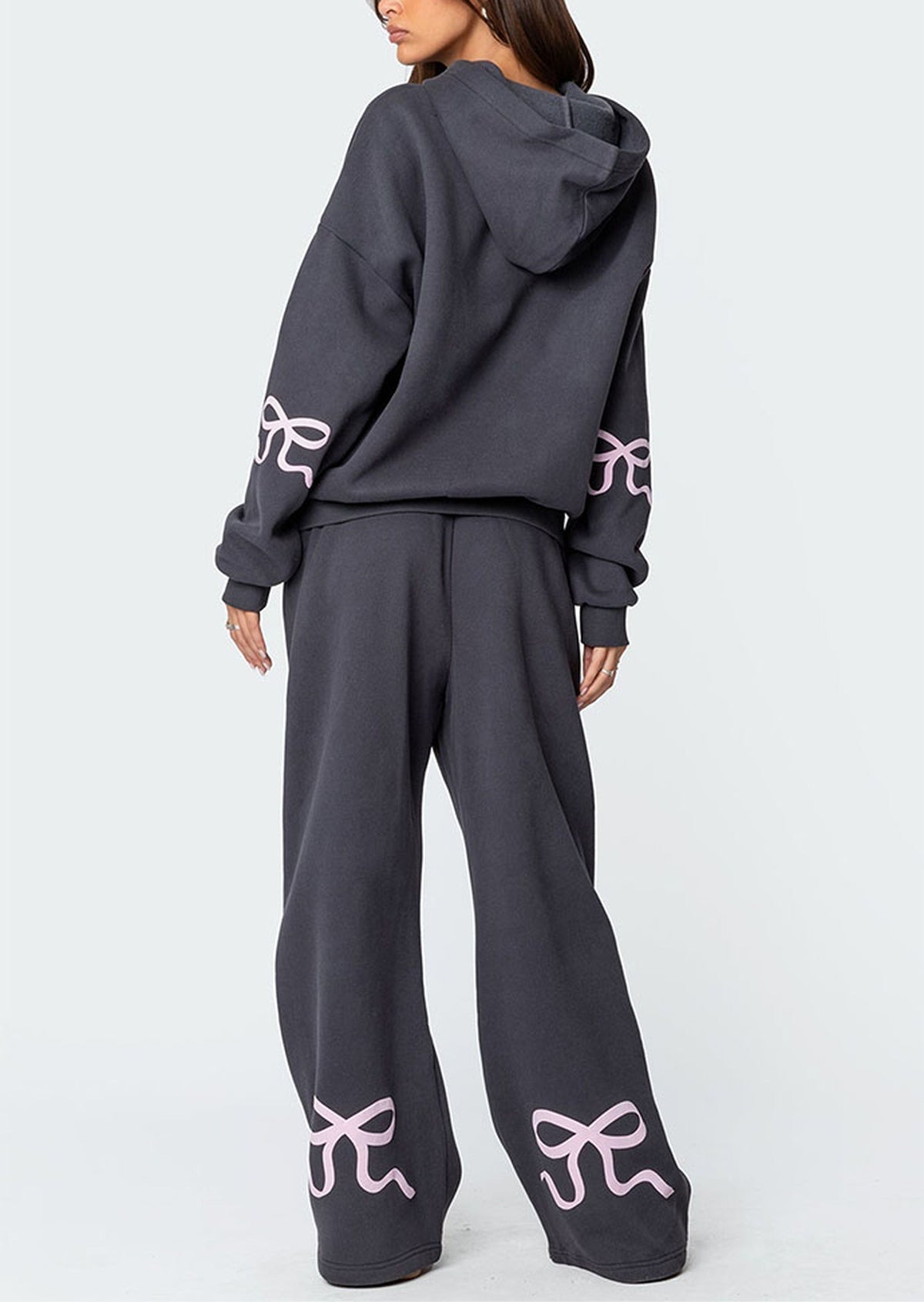Weihnachtsverkauf 50 % RABATT – Damen-Sweatset mit Kapuzenpullover und Schleifendetail