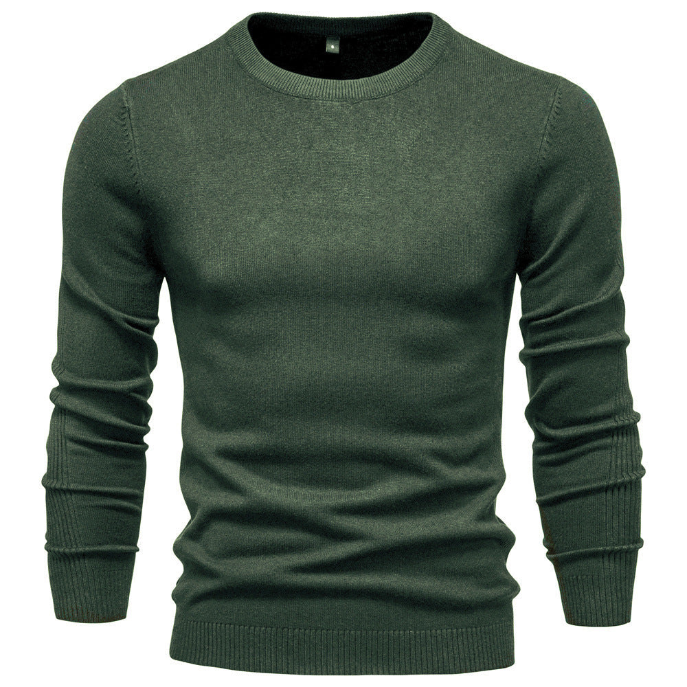 Herren Pullover Einfarbig Warm Schmal Rundhals-Pullover