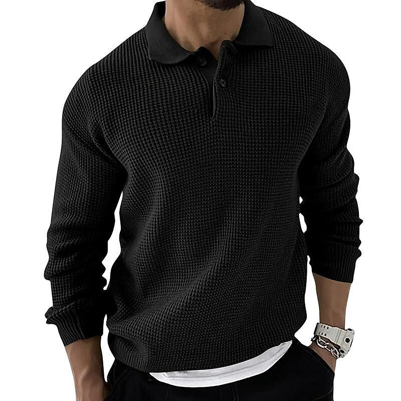 Herren-Strickjacke mit Revers und Waffelstruktur