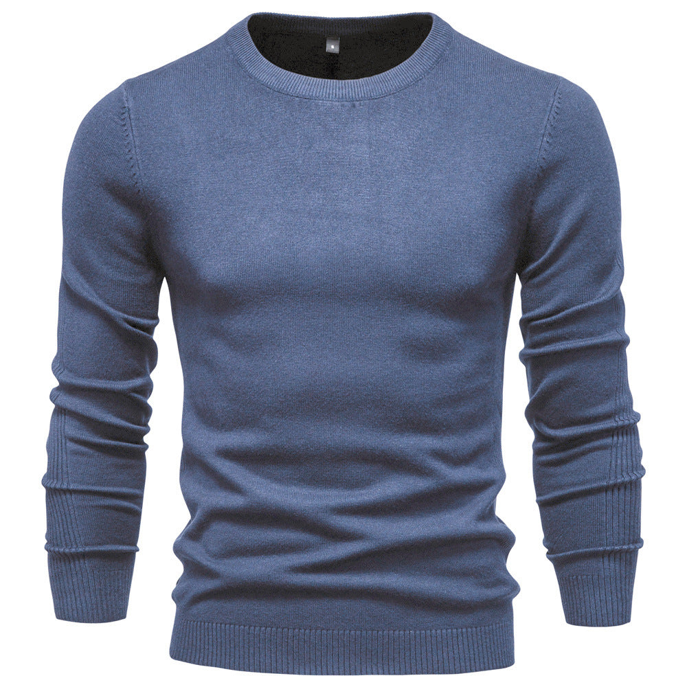 Herren Pullover Einfarbig Warm Schmal Rundhals-Pullover