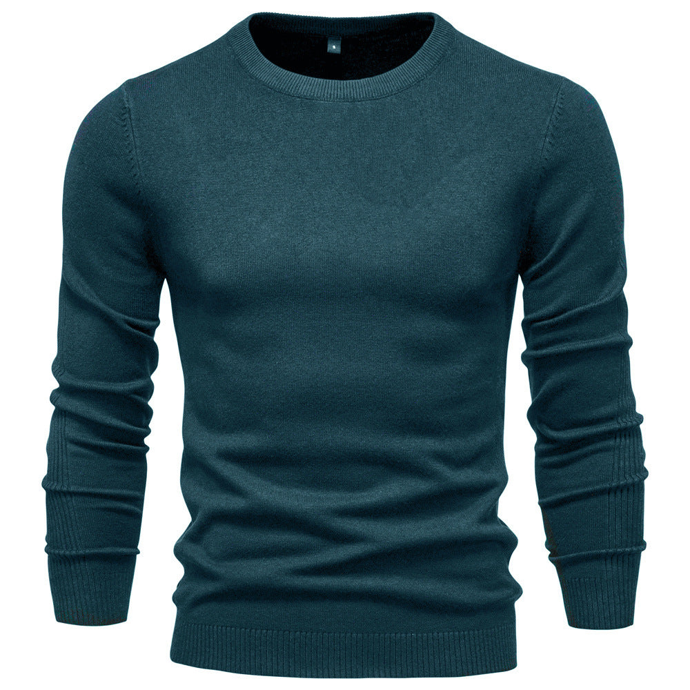 Herren Pullover Einfarbig Warm Schmal Rundhals-Pullover