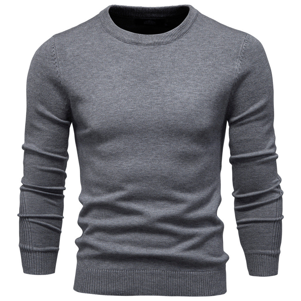 Herren Pullover Einfarbig Warm Schmal Rundhals-Pullover