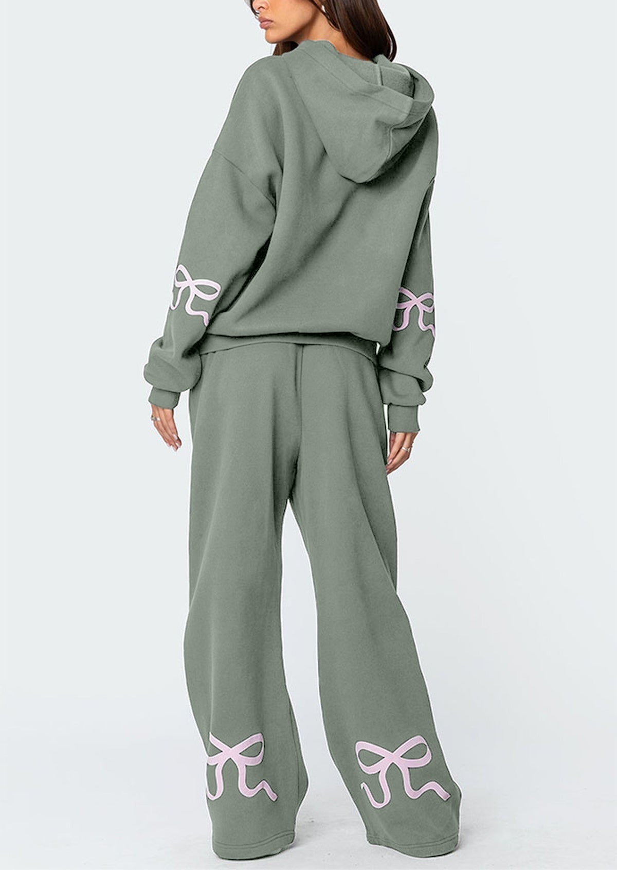 Weihnachtsverkauf 50 % RABATT – Damen-Sweatset mit Kapuzenpullover und Schleifendetail