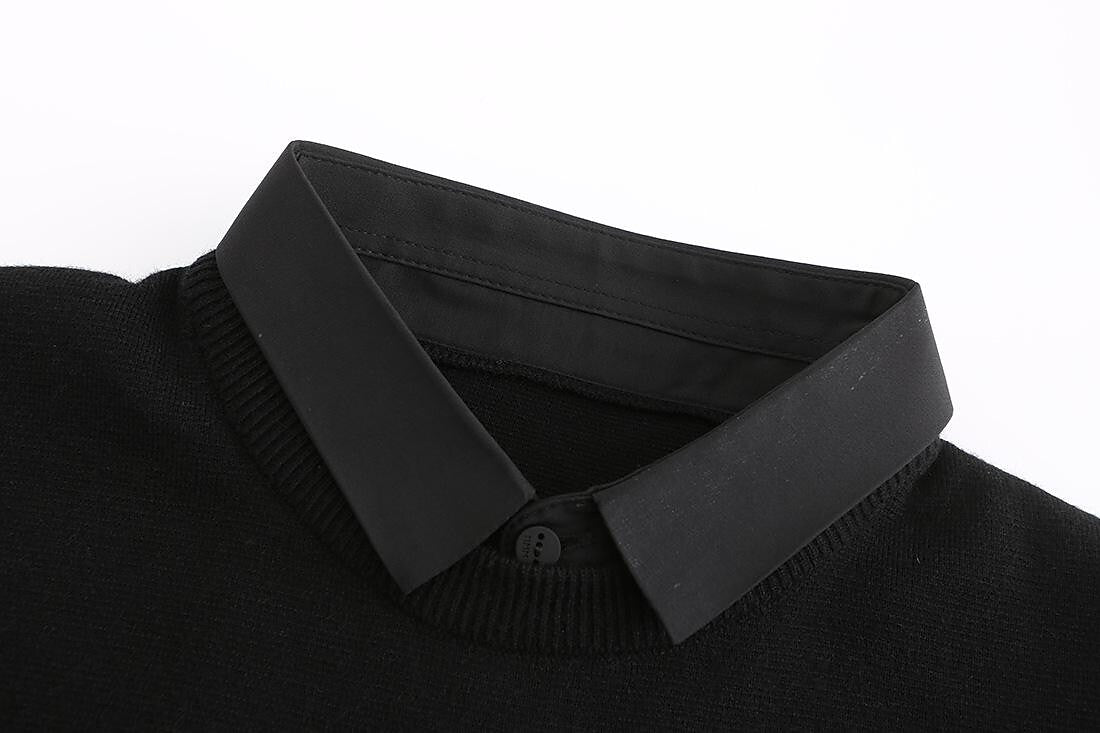 Herren Slim Patchwork Pullover in Zwei-in-Eins-Optik