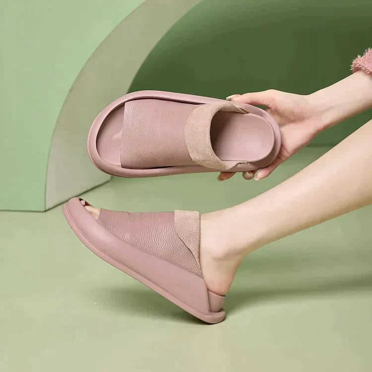 LetcloTM Damen Plateau-Slipper aus italienischem Leder