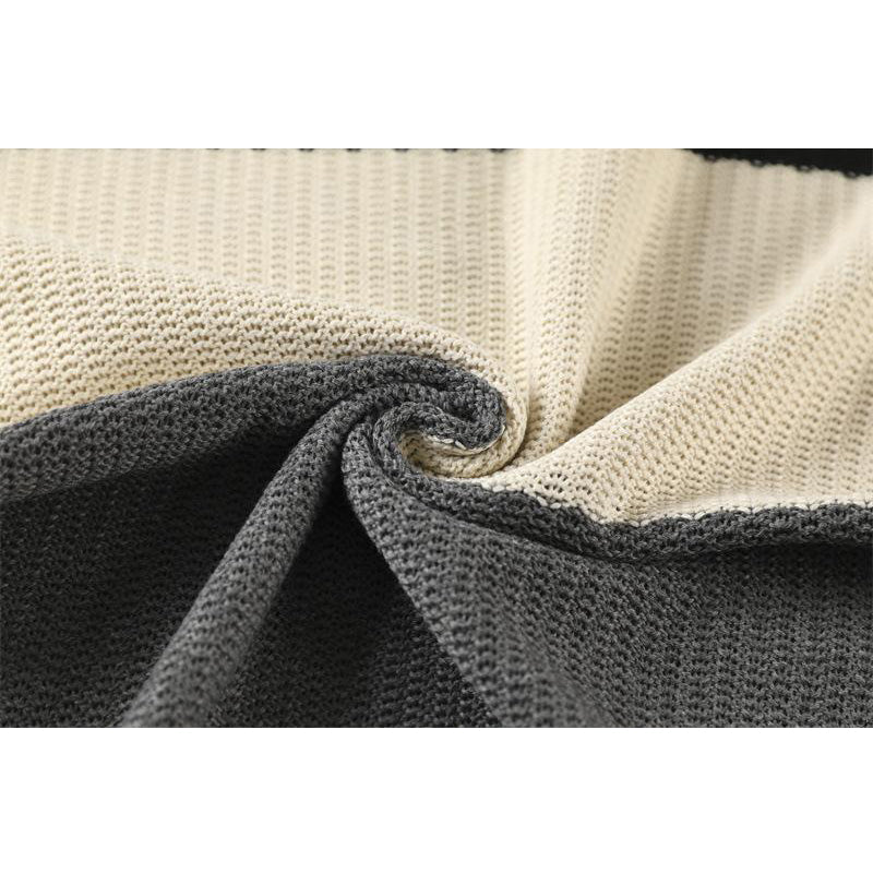 Men's Colorblock Striped Slim Fit Crew Neck Pullover Sweater