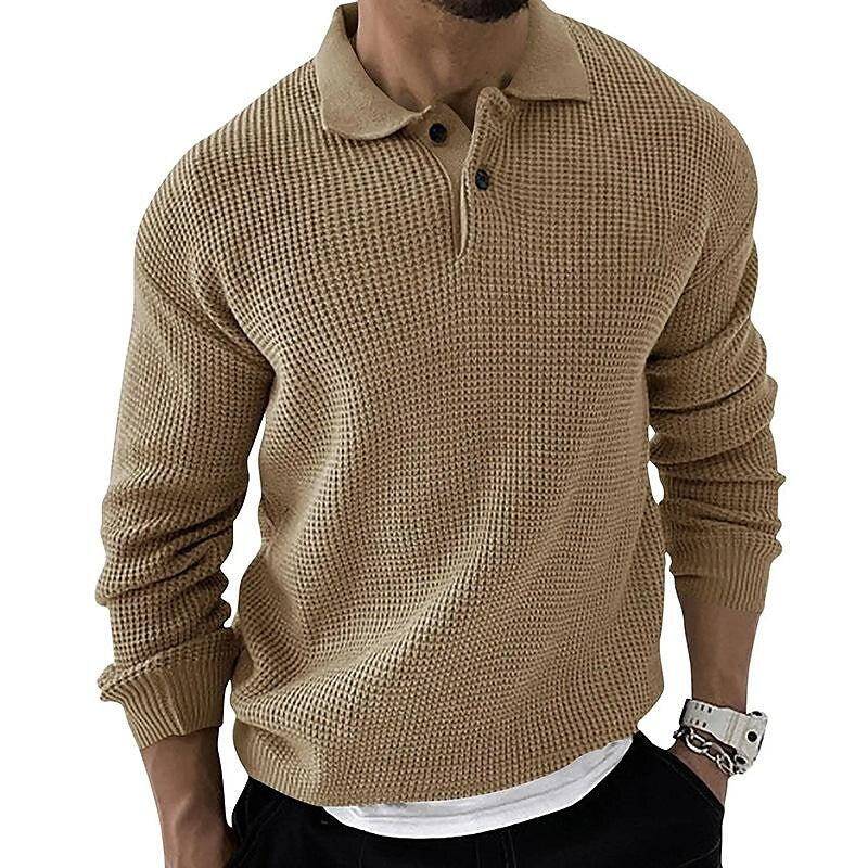 Herren-Strickjacke mit Revers und Waffelstruktur
