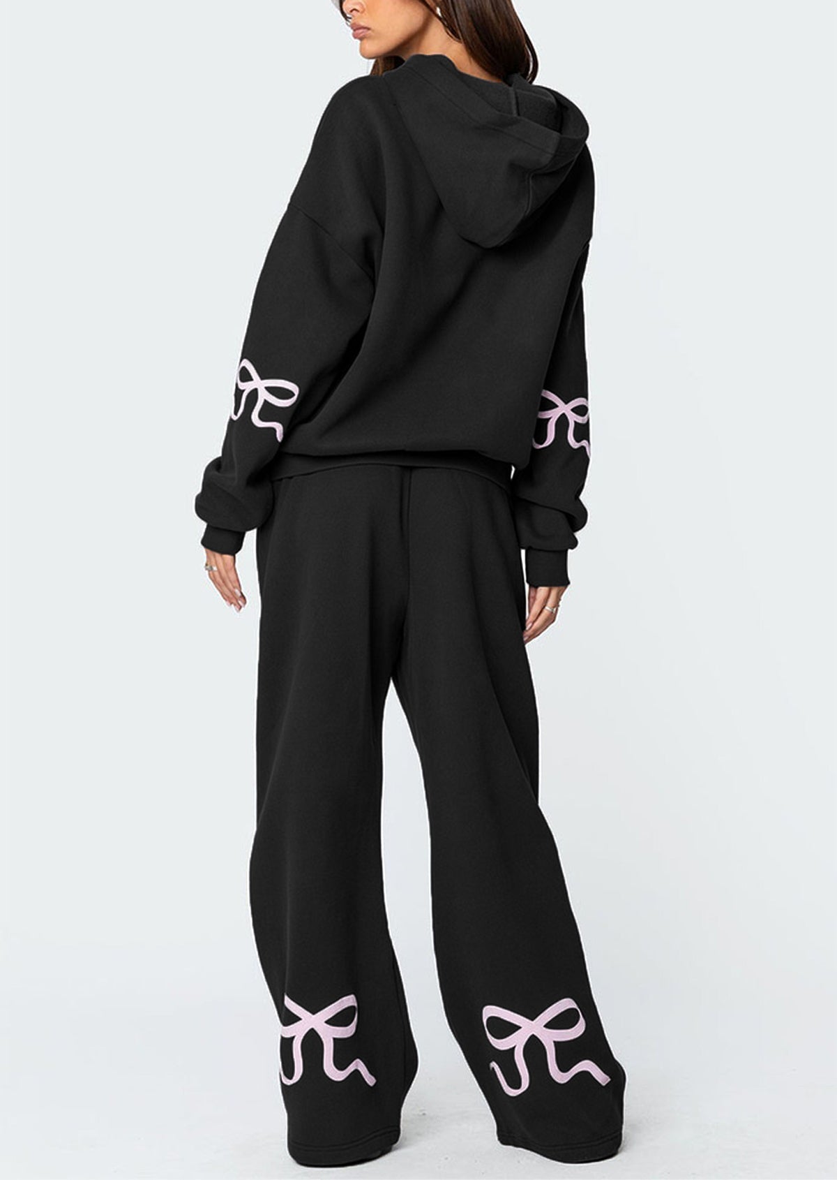 Weihnachtsverkauf 50 % RABATT – Damen-Sweatset mit Kapuzenpullover und Schleifendetail
