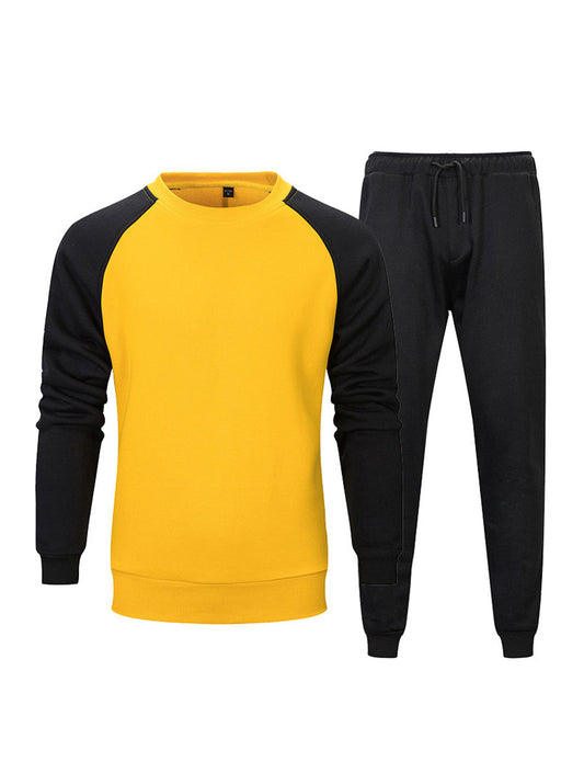 Frottee-Rundhalspullover mit Sweatpants mit elastischem Bund