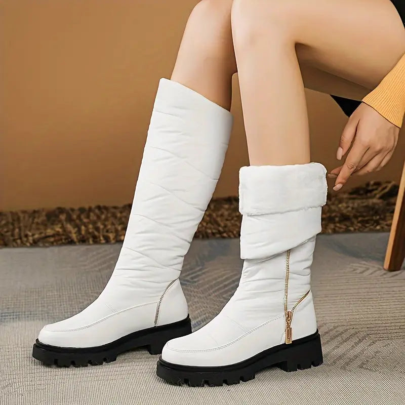 Damen Winter Wasserdichte Stiefel - Dick gefütterte Schneestiefel mit rutschfester Gummisohle