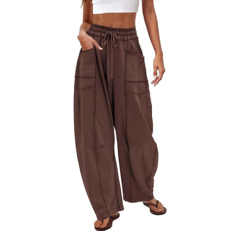 🔥Letzter Tag 69% RABATT🔥Damen Baggy Barrel Pants Weite Bein Lounge Jogginghose mit Kordelzug und Taschen
