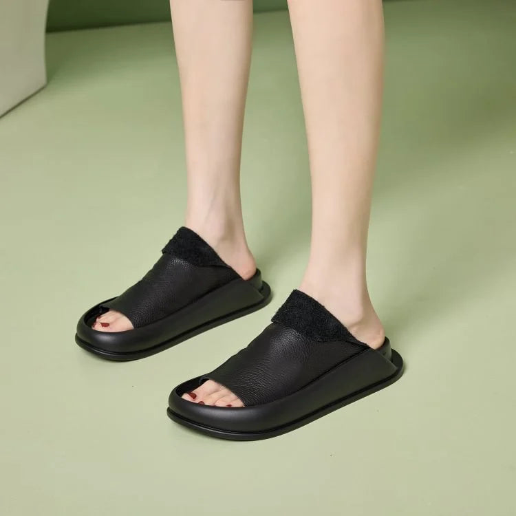 LetcloTM Damen Plateau-Slipper aus italienischem Leder