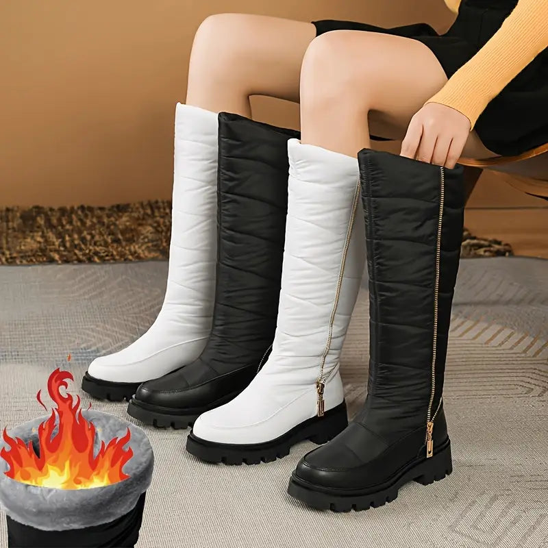 Damen Winter Wasserdichte Stiefel - Dick gefütterte Schneestiefel mit rutschfester Gummisohle