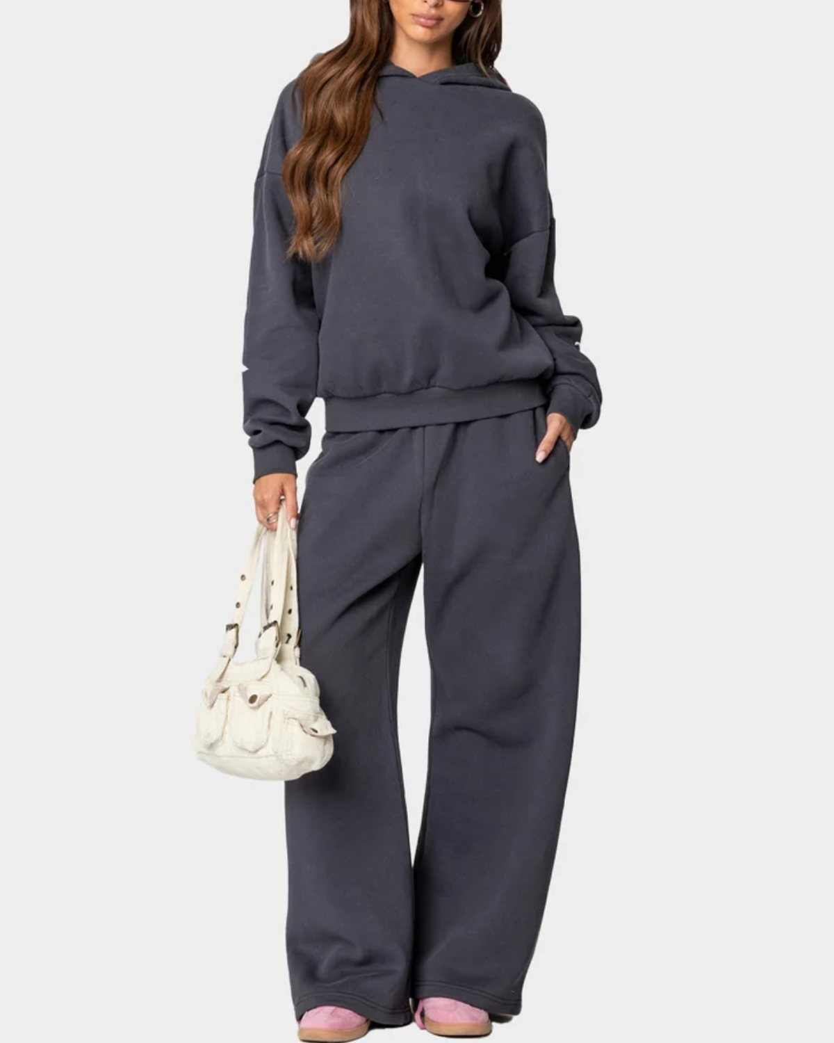 Weihnachtsverkauf 50 % RABATT – Damen-Sweatset mit Kapuzenpullover und Schleifendetail
