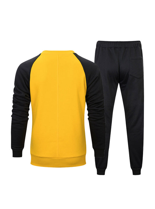 Frottee-Rundhalspullover mit Sweatpants mit elastischem Bund