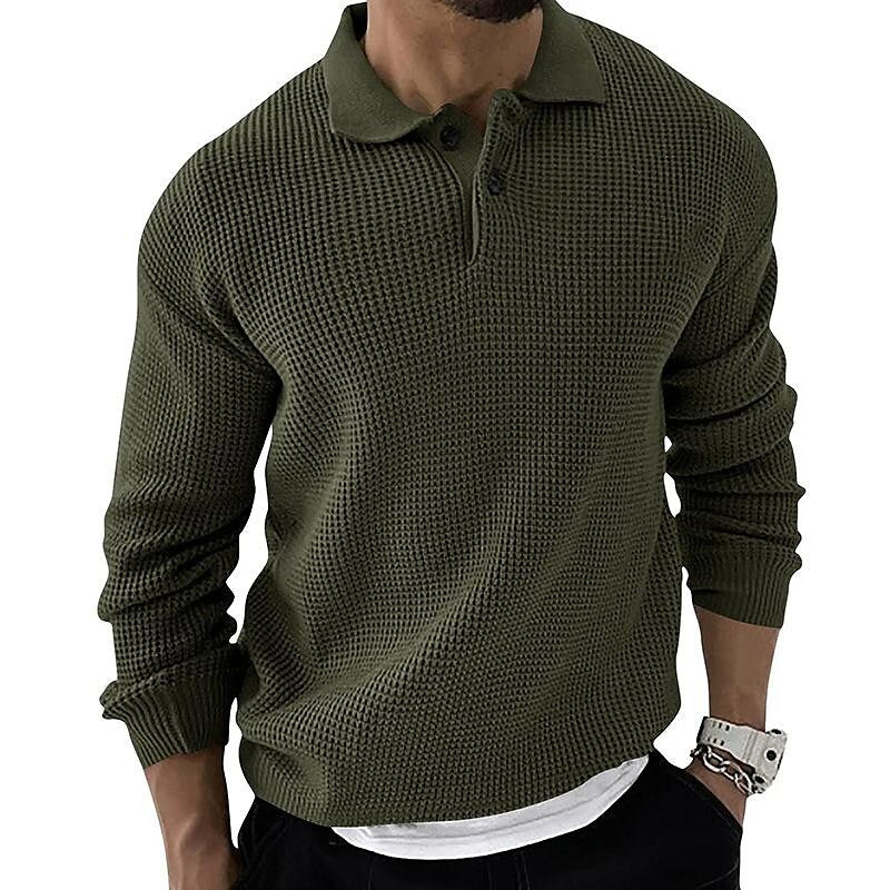 Herren-Strickjacke mit Revers und Waffelstruktur