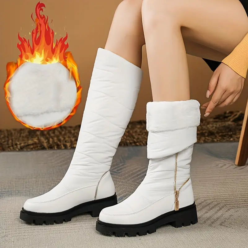 Damen Winter Wasserdichte Stiefel - Dick gefütterte Schneestiefel mit rutschfester Gummisohle